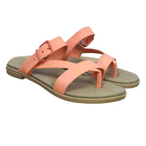 Crocs Iconic Comfort Women's Peach Thong Slide Flat Sandal Size 6